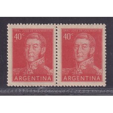 ARGENTINA 1954 GJ 1041b PAREJA DE ESTAMPILLAS NUEVAS MINT 1 CON FILIGRANA RAYA U$ 20